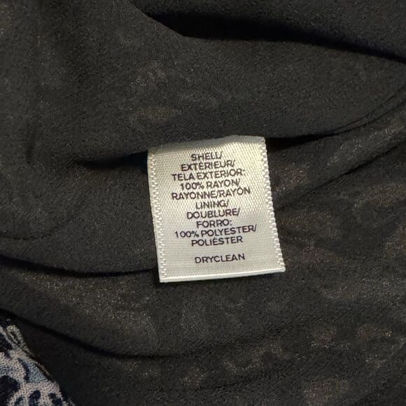 LOFT Black Floral Shirt Shift Short Dress Belted V Neck Lined Rayon Size Medium - Picture 8 of 8